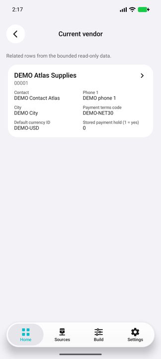 Current vendor commercial card opened from the original receipt; not a historical vendor snapshot. — Native Cifru DEMO, entirely fictional; not a real ERP test.