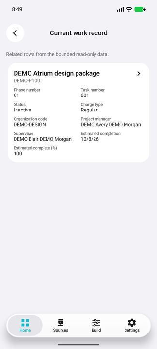 Current work: actual on-demand related card — Native Cifru DEMO; wholly fictional data. Not a real Vantagepoint test.
