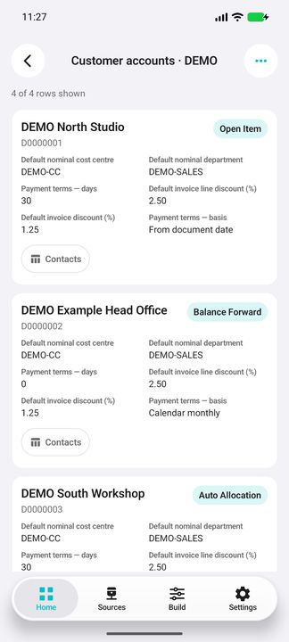 Complete customer card, native allocation type and trading defaults. — Native Cifru; fictional DEMO, not a real Sage installation test.