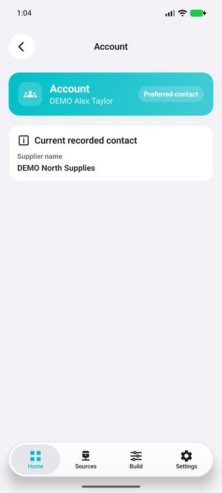 Assigned Account role and its separate preferred-contact indicator, not a default email. — Native Cifru; fictional DEMO, not a real Sage installation test.