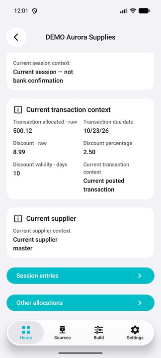 Selected supplier allocation: configured useful Details continued. — Native Cifru; invented data, not a real ERP test.