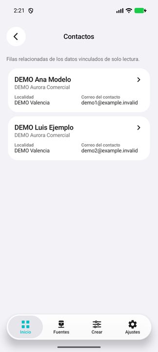 Contactos realmente abiertos a pedido para el mismo cliente DEMO. — Cifru nativo; datos ficticios, no prueba en ERP real.