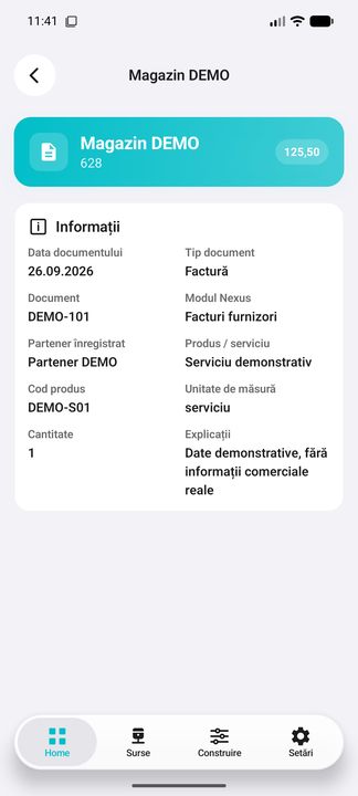 Detalii în aplicația Cifru. Date demonstrative (DEMO), fără clienți sau valori comerciale reale.