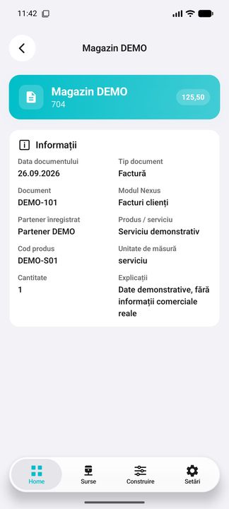 Detalii în aplicația Cifru. Date demonstrative (DEMO), fără clienți sau valori comerciale reale.