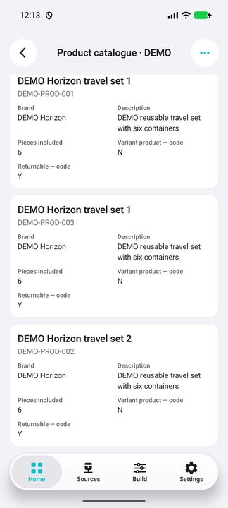 Additional complete product cards; equal names have distinct product references. — Native Cifru; wholly fictional DEMO, not a real ERP test.