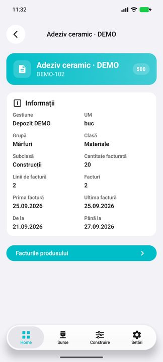 Detalii în aplicația Cifru. Date demonstrative (DEMO), fără clienți sau valori comerciale reale.