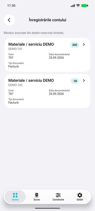 Detalii în aplicația Cifru. Date demonstrative (DEMO), fără clienți sau valori comerciale reale.
