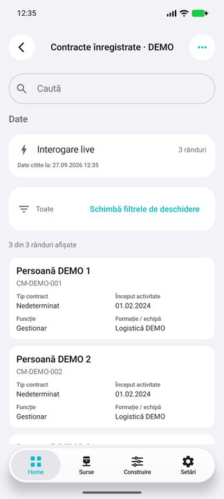 Registrul independent de contracte Free — în aplicația Cifru. Date demonstrative (DEMO), fără persoane sau valori comerciale reale.