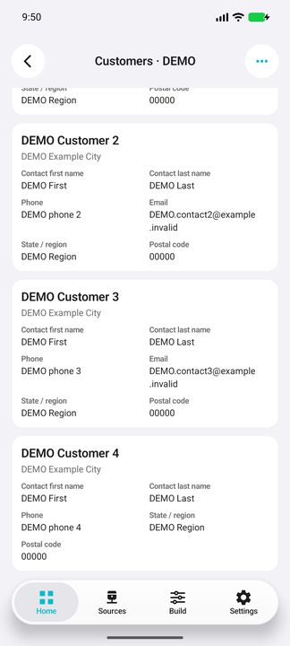 More customer cards; unavailable contact values are not invented — Native Cifru; DEMO, entirely fictional data. Not a real ERP connection test.