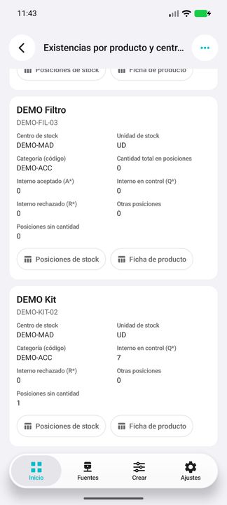 Producto sin posiciones y producto con cantidad desconocida: no se convierte NULL en cero — Cifru nativo DEMO, datos totalmente ficticios; no es prueba de conexión ERP real.